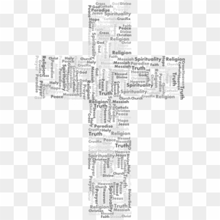 Christian Cross Black And White Grayscale Computer - Word Cloud Cross Clipart - Png Download