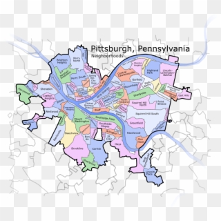 Pittsburgh Pennsylvania Neighborhoods Fade - Pittsburgh Pennsylvania City Map Clipart