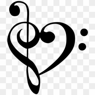 Nota Musical Corazon Vinilos Decorativos Pared - Treble Bass Clef Heart Clipart