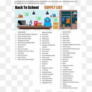 Back To School Supply List - Kromrey Middle School Clipart