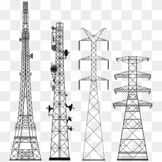 High Voltage Transmission Tower Png Image Background - Communication Tower Sketch Clipart