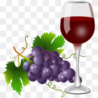 Purple Grapes And Wine Glass - Grape Drink In Glass Clipart - Png Download