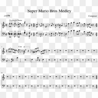 Super Mario Bros Medley Sheet Music For Piano Download - Partitura Your Latest Trick Clipart