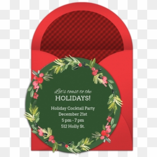 Watercolor Wreath Online Invitation - Christmas Decoration Clipart