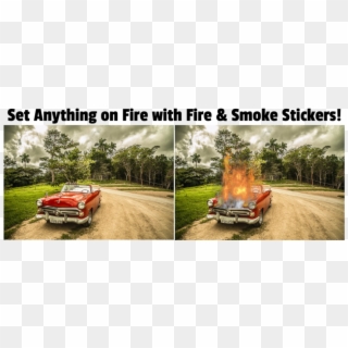 Car On Fire Effect - Old Car Background Clipart