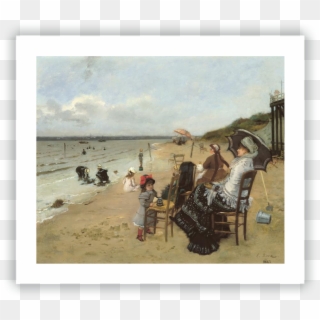 Mother And Daughter On The Beach - Ernest Ange Duez Clipart