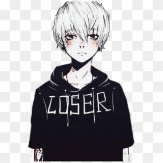 Animeboy Anime Boy Piercing - Black And White Anime Boy Clipart