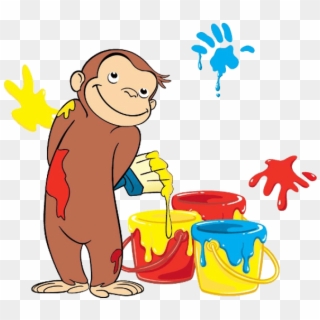 Curious George Clipart - Curious George With Paint - Png Download