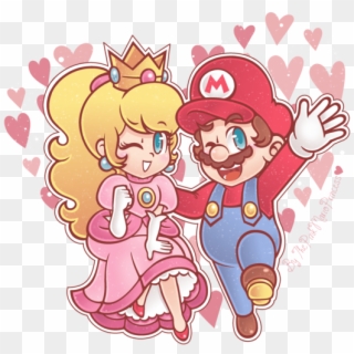 Super Mario Bros - Mario And Peach Cute Clipart