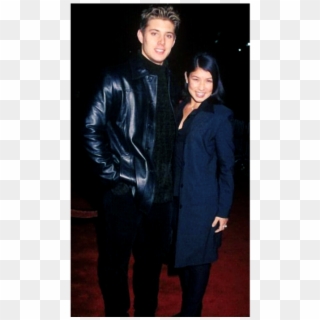Jensen Ackles With Lisa Rideg Attending The Premiere - Leather Jacket Clipart