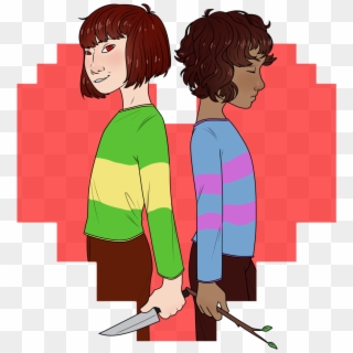 A Drawing Of Chara And Frisk From Undertale From The - Cartoon Clipart