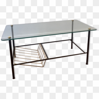 Low Glass Table With Door Magazines 50's Clipart