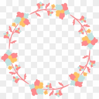 Elegant Pink Flowers Hand Painted Garland Decorative - Circle Clipart