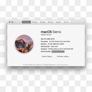 Getting An Nvidia 1070 Gpu Working On A Mac Pro 5, - Mac Os Sierra Version Clipart