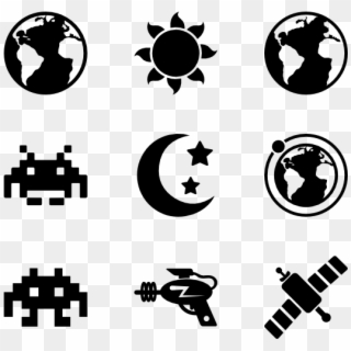 Spacial Icons - Retro Pixel Game Characters Clipart