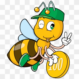 Bee With Coin - Cartoon Bees Clipart