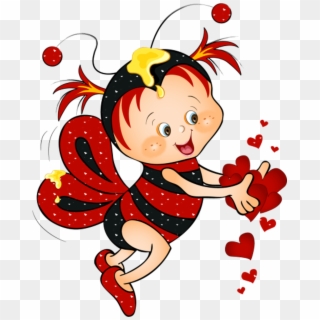 Valentine Red Bee With Hearts Png Clipart Picture - Cartoon Honey Bee Love Transparent Png