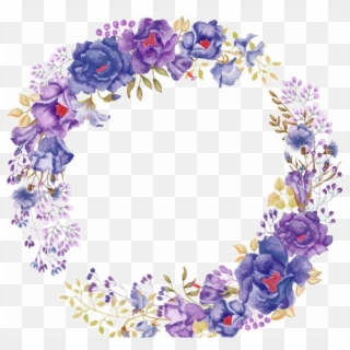 Purple Flowers Png Transparent Image - Purple Watercolor Flower Wreath Png Clipart