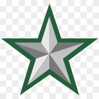 Silver Star With Green Border 2 - Star Green Clipart