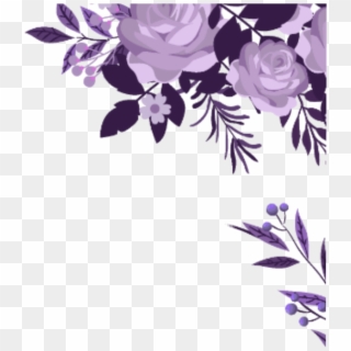 Ftestickers Watercolor Flowers Border Corner Purple - Purple Watercolor Flowers Png Clipart