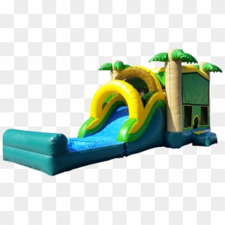 Tropical Combo Bounce House Dry Slide - Inflatable Castle Clipart
