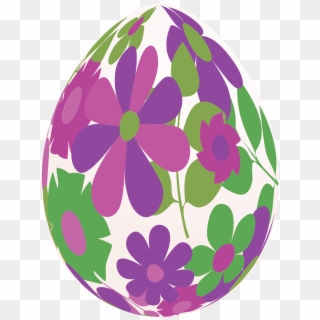 Easter White Egg With Purple Flowers Png Clipart Picture - Transparent Background Easter Eggs Png
