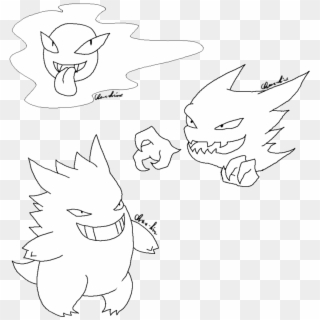 Pokemon Lineart Gastly Gengar , Png Download - Cartoon Clipart