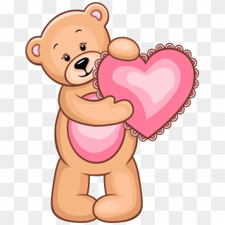 Transparent Teddy Bear With Pink Heart Png Clipart - Teddy Bear Clipart Png