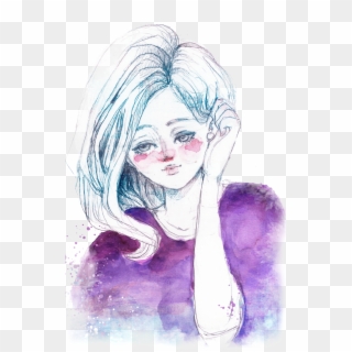 Collection Of Free Transparent Girl Watercolor - Transparent Watercolor Girl Drawing Clipart