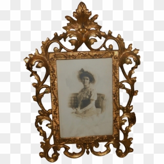 Antique Signed Photo Portrait Of Victorian Lady In - Heavy Metal Frame Png Clipart