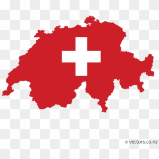 Flag Vector Map Of Switzerland - Switzerland Symbol Clipart