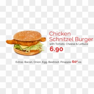 Burgers & More - Chicken Schnitzel Burger Png Clipart