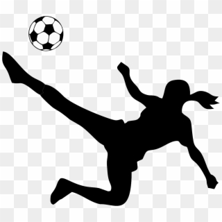 Footballer Clipart School Football - Girl Kicking Soccer Ball Silhouette - Png Download