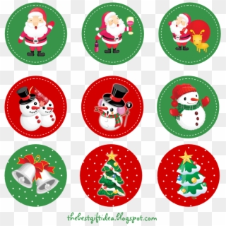 Santa Claus Reindeer Cupcake Topper - Free Printable Christmas Sticker Clipart