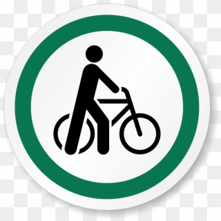 Bicycle Symbol Iso Circle Sign - Walk Your Bicycle On Sidewalk Clipart