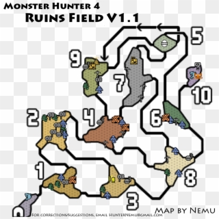 Monster Hunter 4 Ruins Field Resource Map - Mh4u Ancestral Steppe Clipart