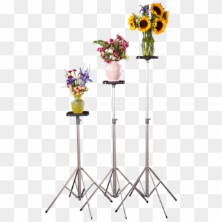 Trio Of Tall, Deluxe Stands Featuring Flower Arrangements - Bouquet Clipart