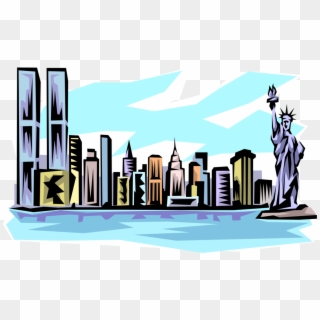 Vector Illustration Of Pre 9/11 New York Skyline With - New York Skyline Clip Art - Png Download