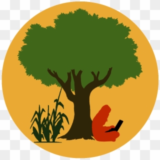 Logo Of Eco Hack Farm, A Person Sitting Under A Tree - Arbol Con Tronco Grueso Clipart