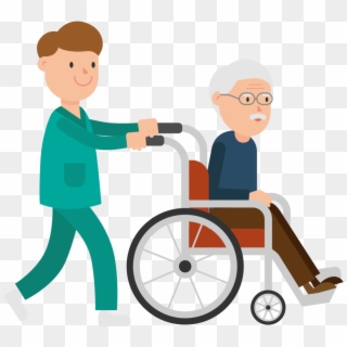Nurse Pushing A Patient On A Wheelchair Cartoon - Person In Wheelchair Cartoon Png Clipart