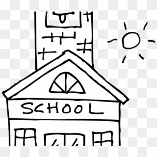 School House Outline - Black And White Clip Art School Clipart - Png Download