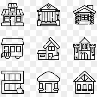 Type Of Houses - City Icon Line Clipart