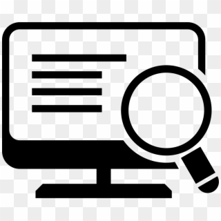Desktop Computer Screen With Magnifying Glass And List - Computer Magnifying Glass Icon Clipart