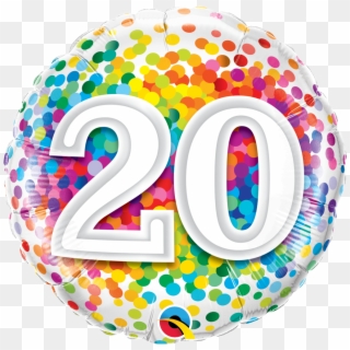 18" 20 Rainbow Confetti Foil Balloon - Globo Con El Numero 20 Clipart