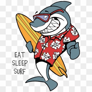 Shark Clipart Surfer - Surfing Shark Cartoon - Png Download