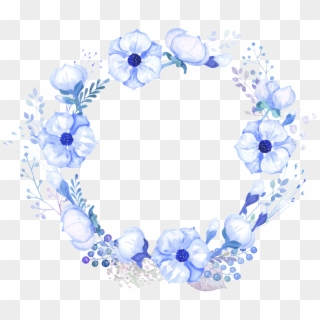 Fresh Blue Elegant Flower Hand Painted Garland Decorative - Blue Round Floral Png Clipart