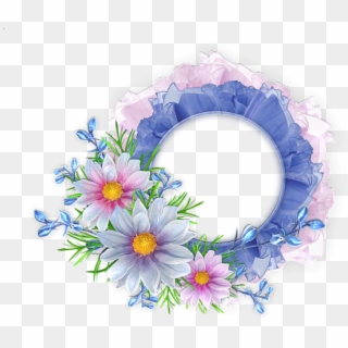 Free Png Blue And Pink Round Transparent Frame With - Flower Round Frame Png Clipart