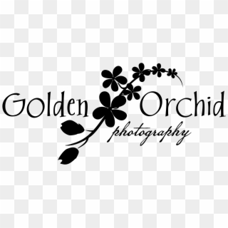 Golden Orchid Png Black Flower - Calligraphy Clipart