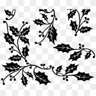 Drawn Branch Leaf Border Png - Holly Border Clipart Black And White Transparent Png