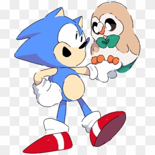 Rowlet And Classic Sonic - Sonic And Rowlet Clipart